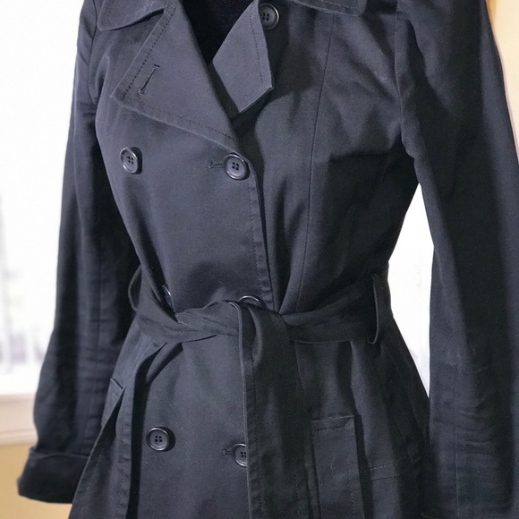 Theory trench coat belted black s - Picture 2 of 7